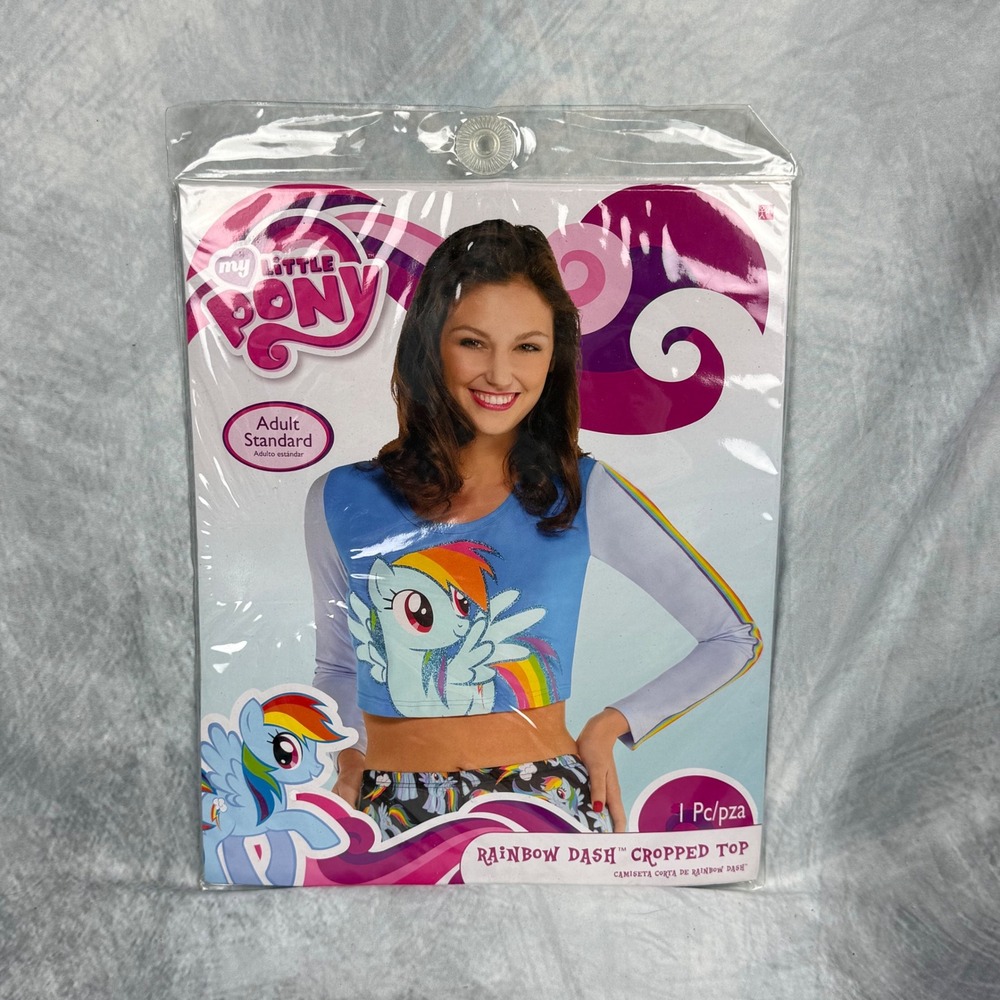 My Little Pony Rainbow Dash Adult Cropped Long Sleeve Costume Shirt Blue Sz 8